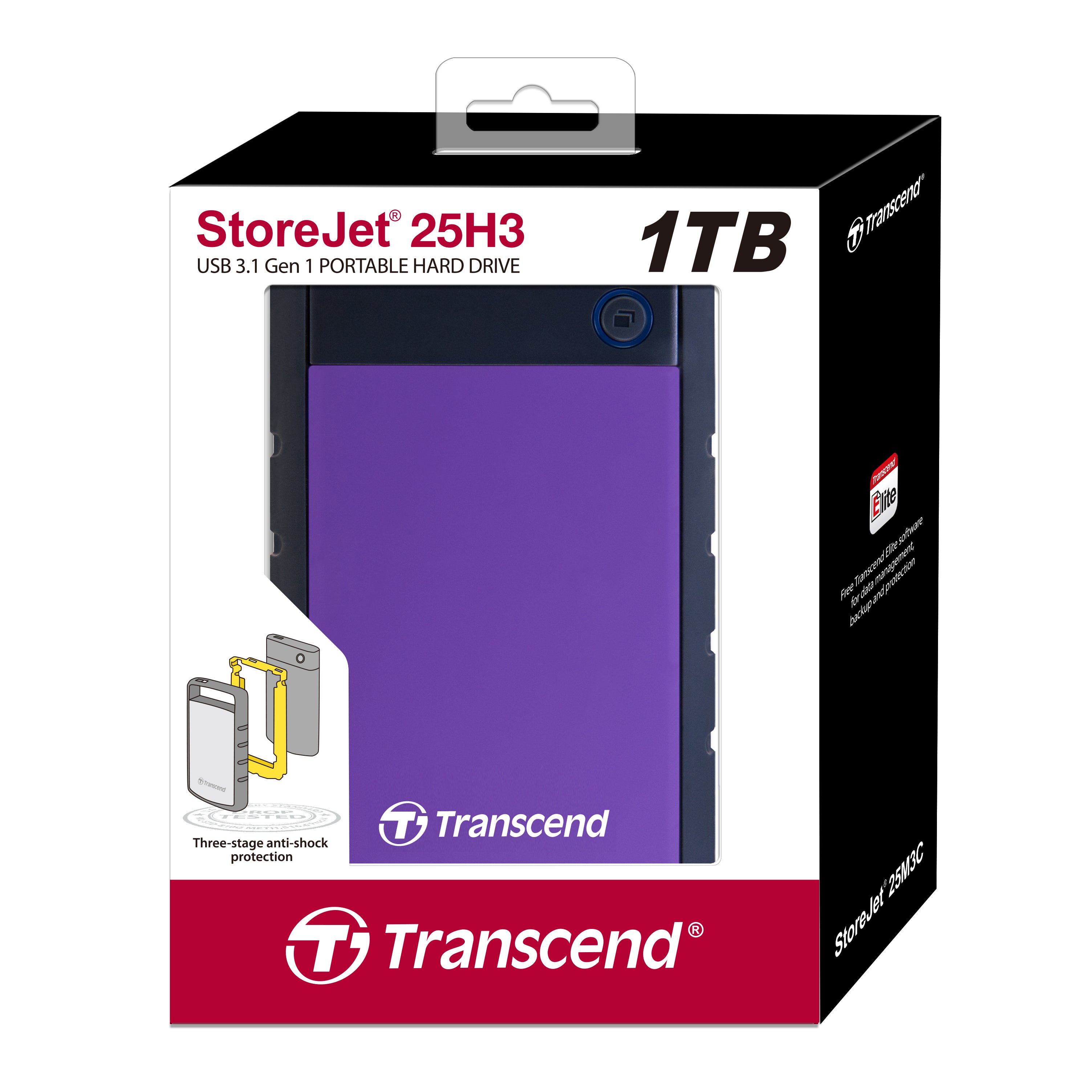 Transcend StoreJet 25H3 1TB Portable Hard Drive Purple