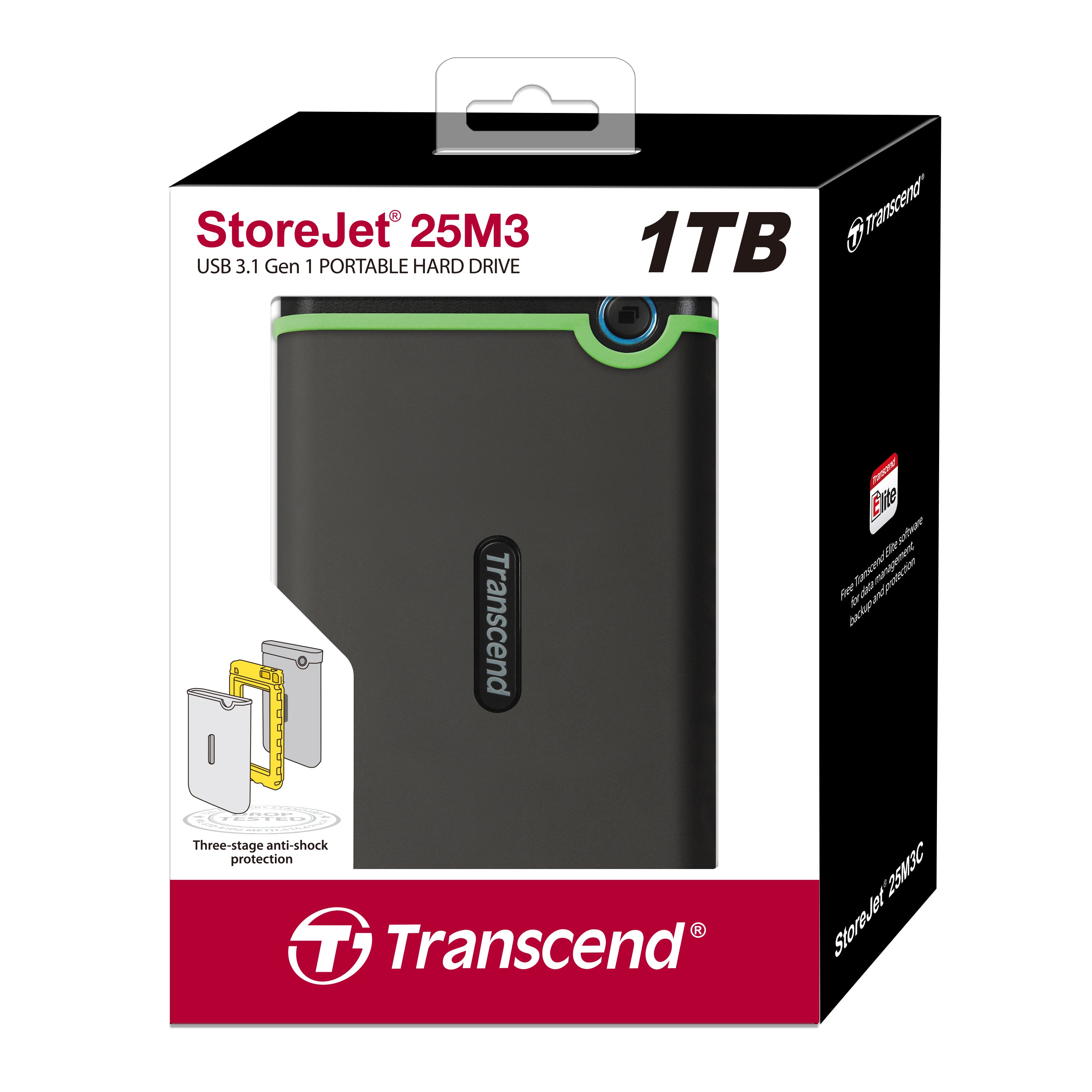 Transcend StoreJet 25M3S 1TB Portable Hard Drive Iron Gray
