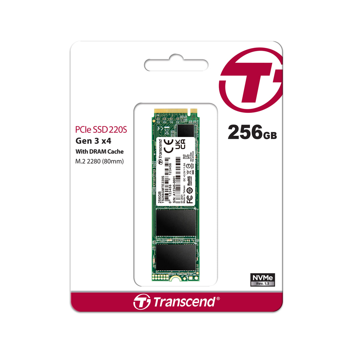 Transcend MTE220S 256GB M.2 2280 PCIe Gen3x4 NVMe SSD