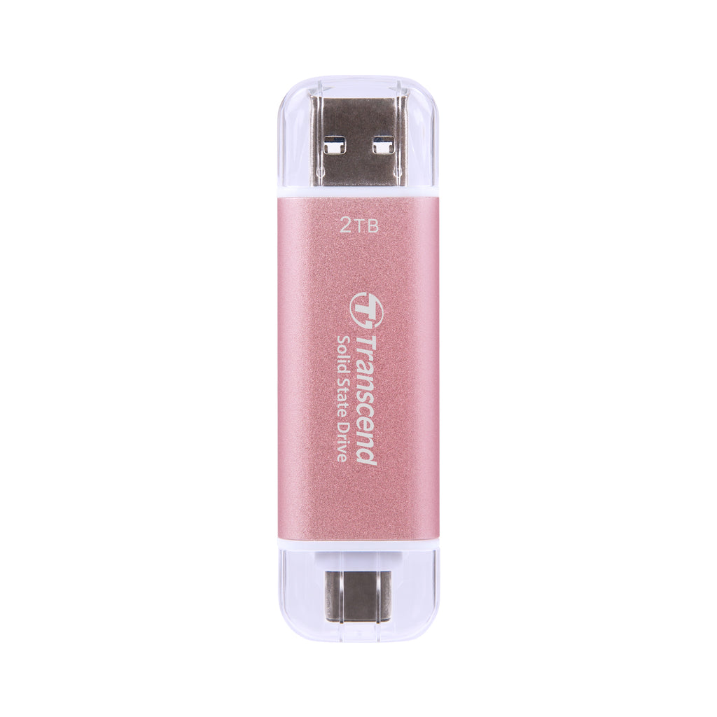 Transcend ESD310P 2TB Portable SSD USB-C and USB-A Pink