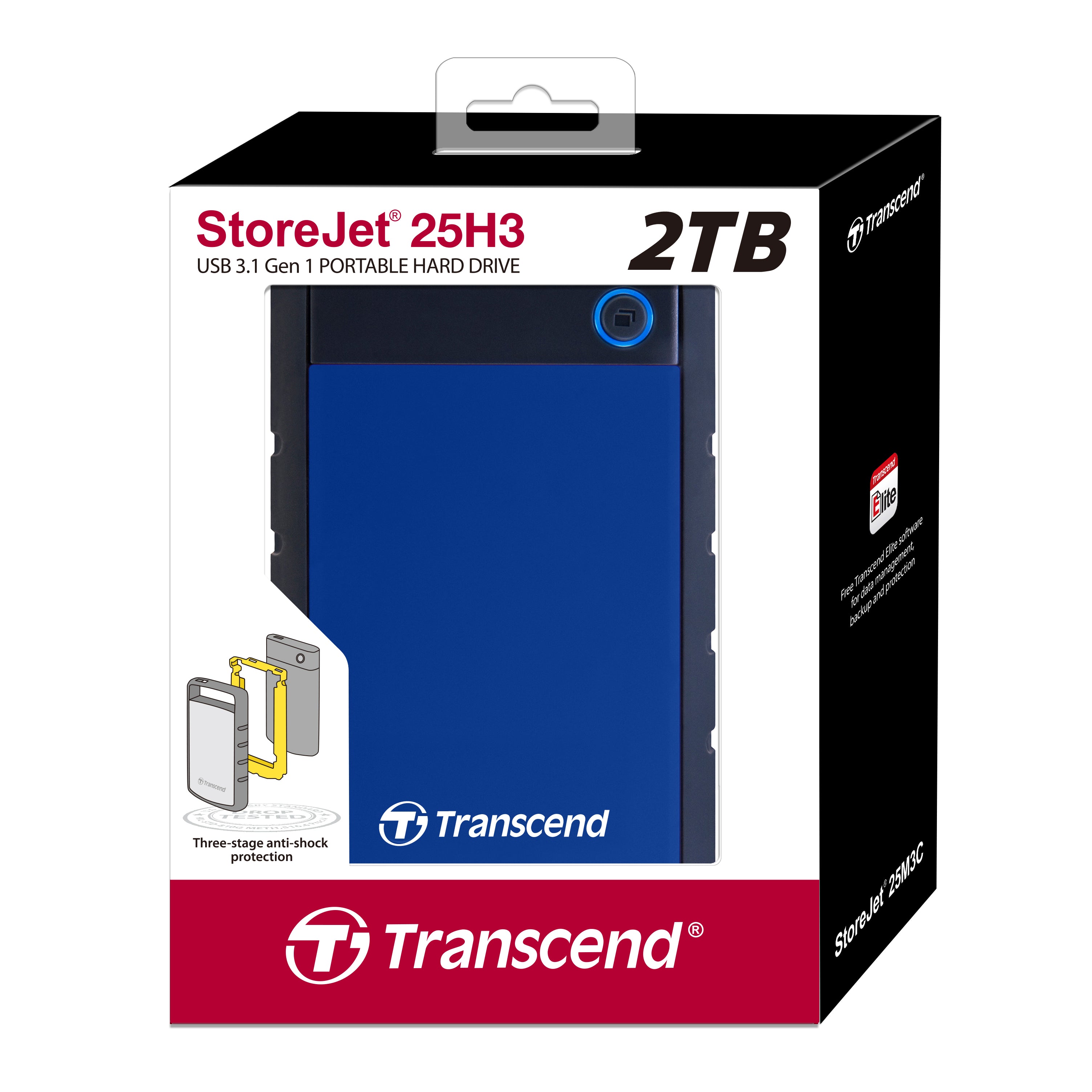 Transcend StoreJet 25H3 2TB Portable Hard Drive Navy Blue