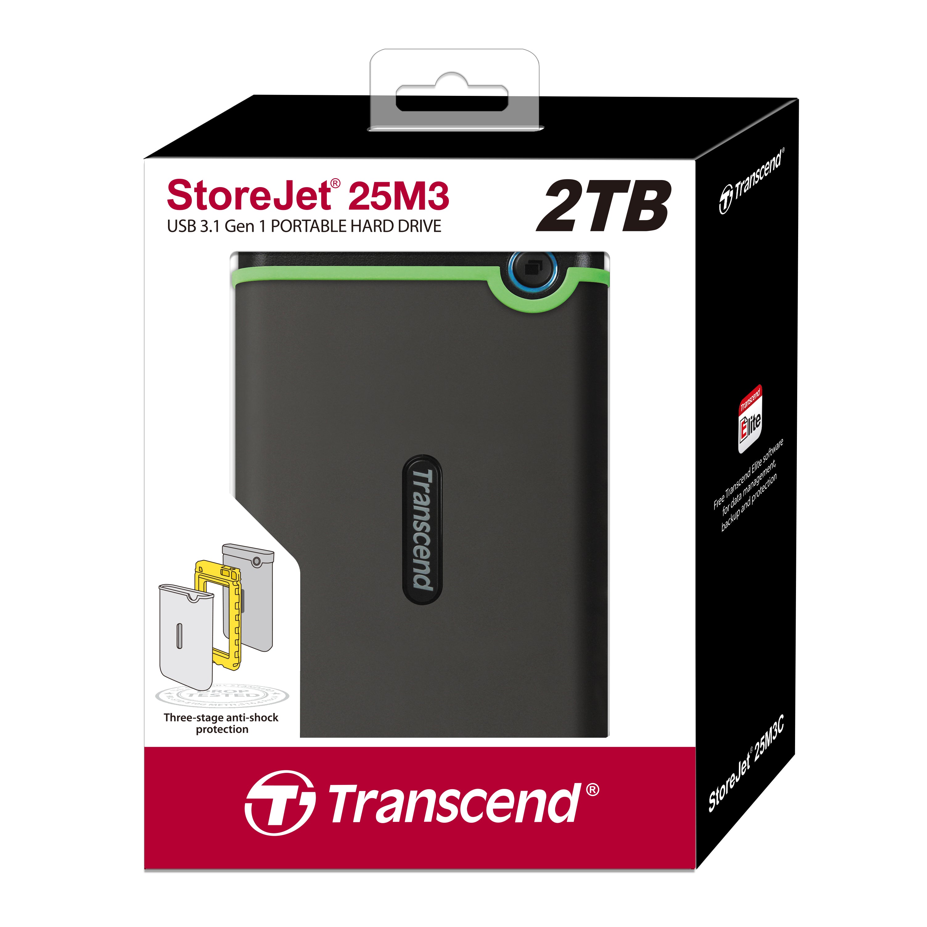 Transcend StoreJet 25M3S 2TB Portable Hard Drive Iron Gray