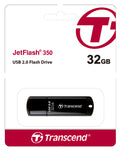 Transcend JetFlash 350 32GB USB 2.0 Flash Drive Black
