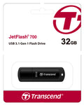 Transcend JetFlash 700 32GB USB 3.1 Gen 1 Flash Drive Black