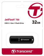 Transcend JetFlash 700 32GB USB 3.1 Gen 1 Flash Drive Black