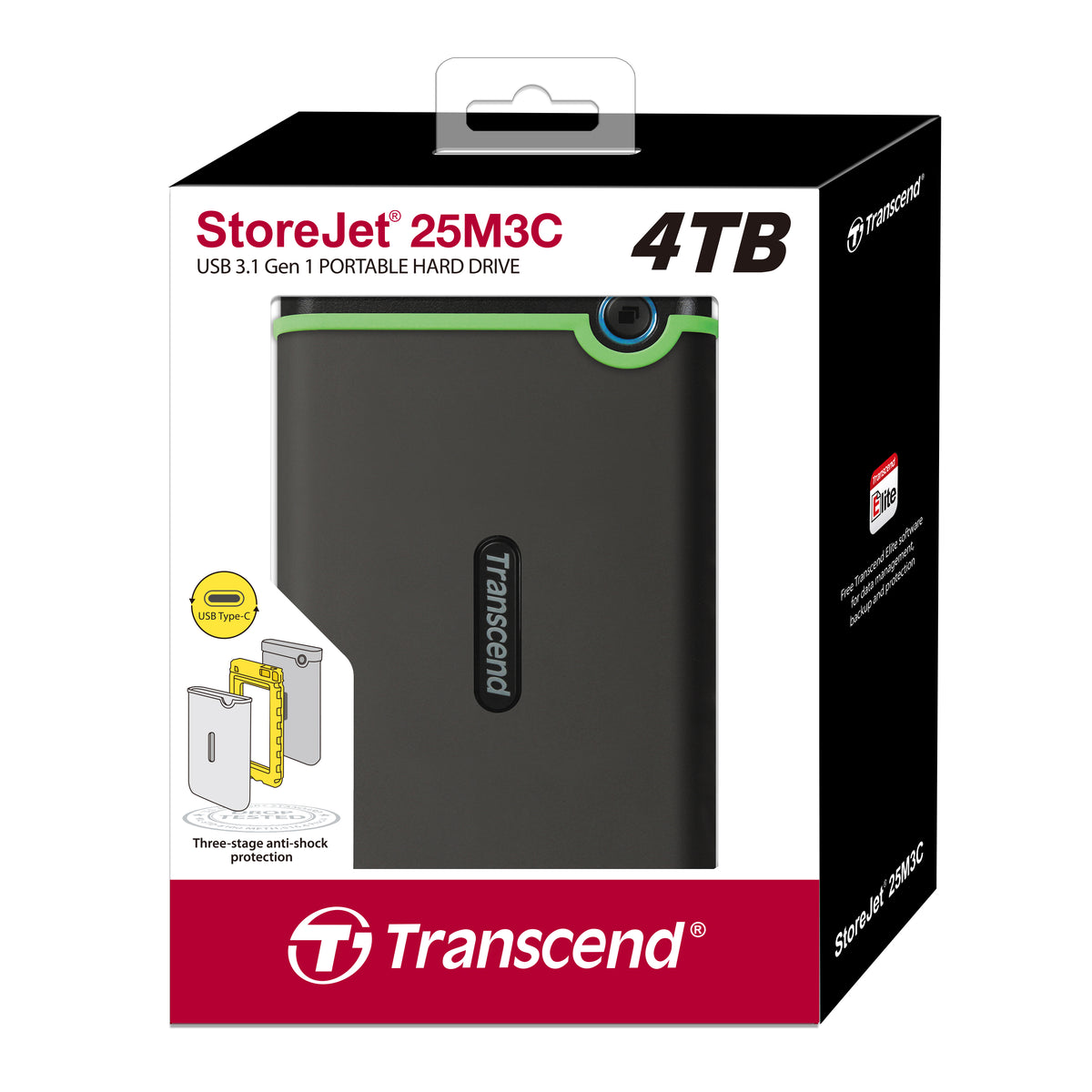 Transcend StoreJet 25M3C 2TB Portable Hard Drive Iron Gray