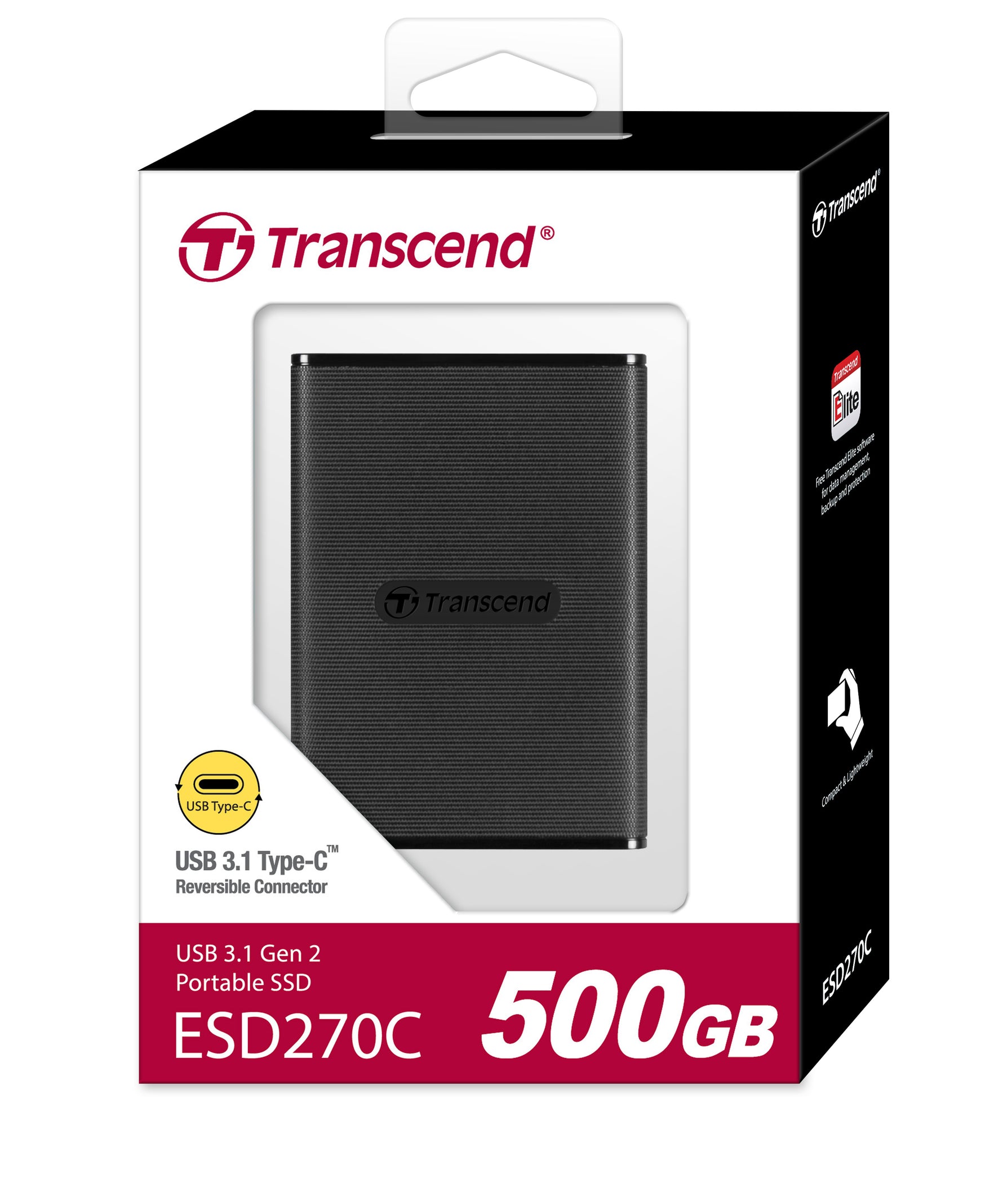 Transcend ESD270C 500GB Portable SSD USB-C Black