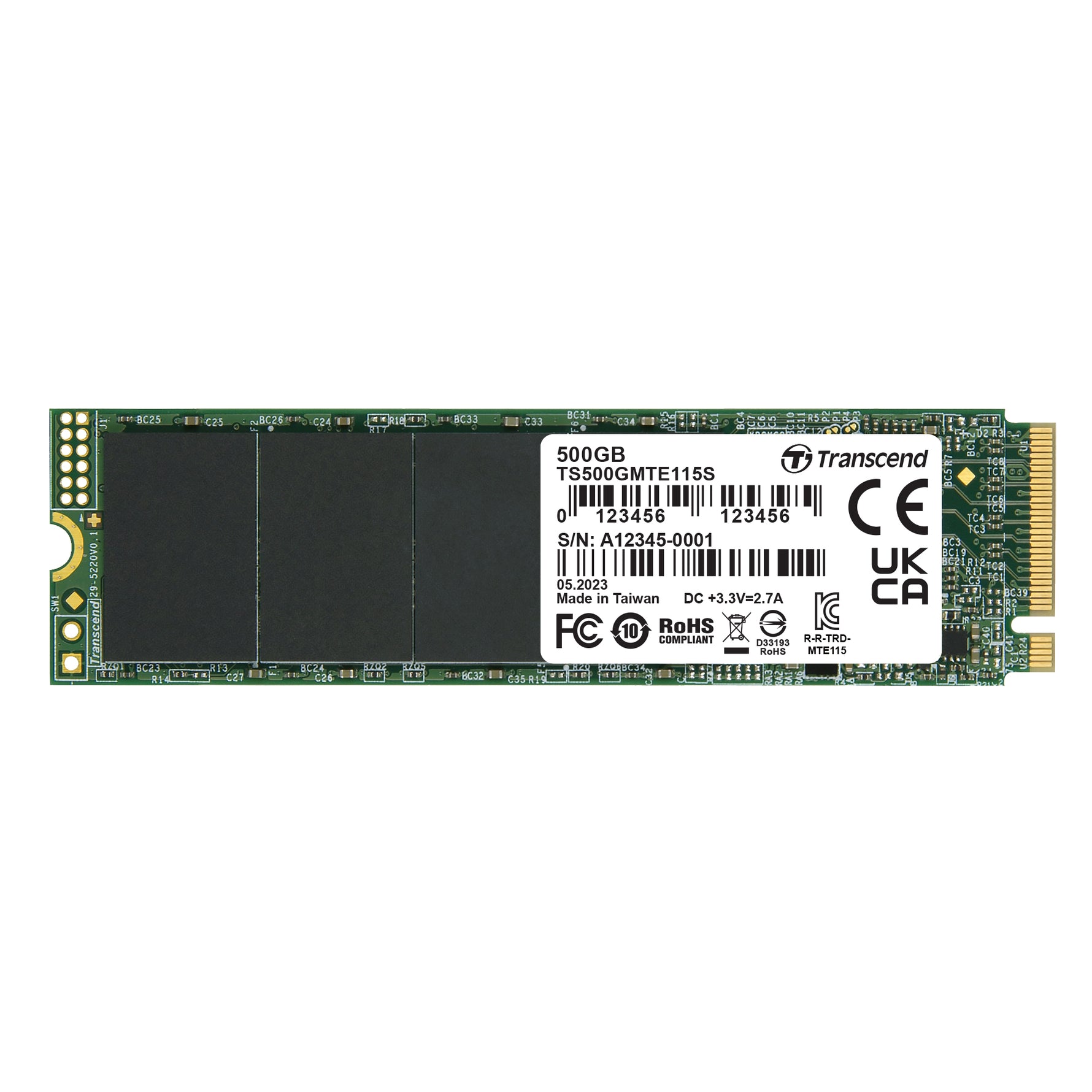 Transcend MTE115S 500GB M.2 2280 PCIe Gen3x4 NVMe SSD - image 2