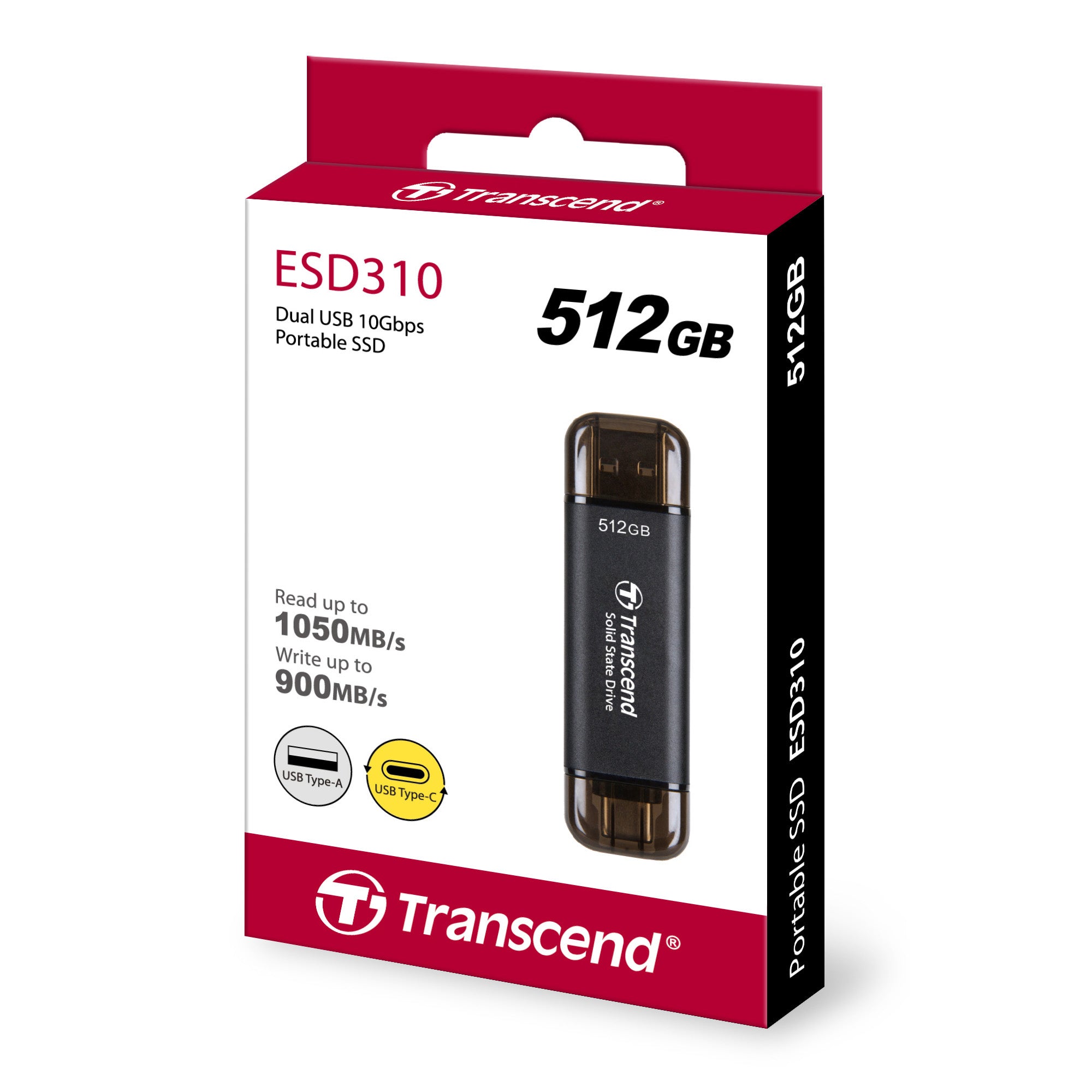 Transcend ESD310C 512GB Portable SSD USB-C and USB-A Black