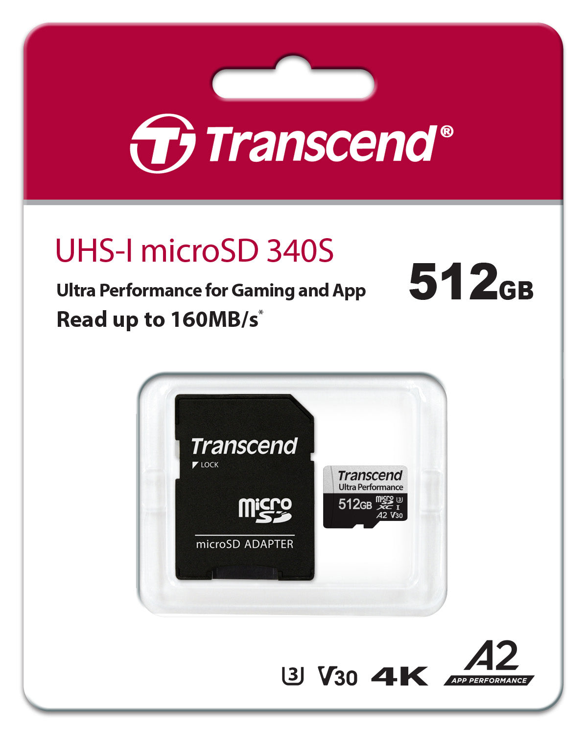 Transcend 340S 512GB microSDXC UHS-I U3 V30 A2 Memory Card