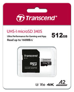 Transcend 340S 512GB microSDXC UHS-I U3 V30 A2 Memory Card