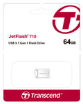 Transcend JetFlash 710S 64GB USB 3.1 Gen 1 Flash Drive Silver