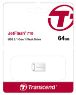 Transcend JetFlash 710S 64GB USB 3.1 Gen 1 Flash Drive Silver