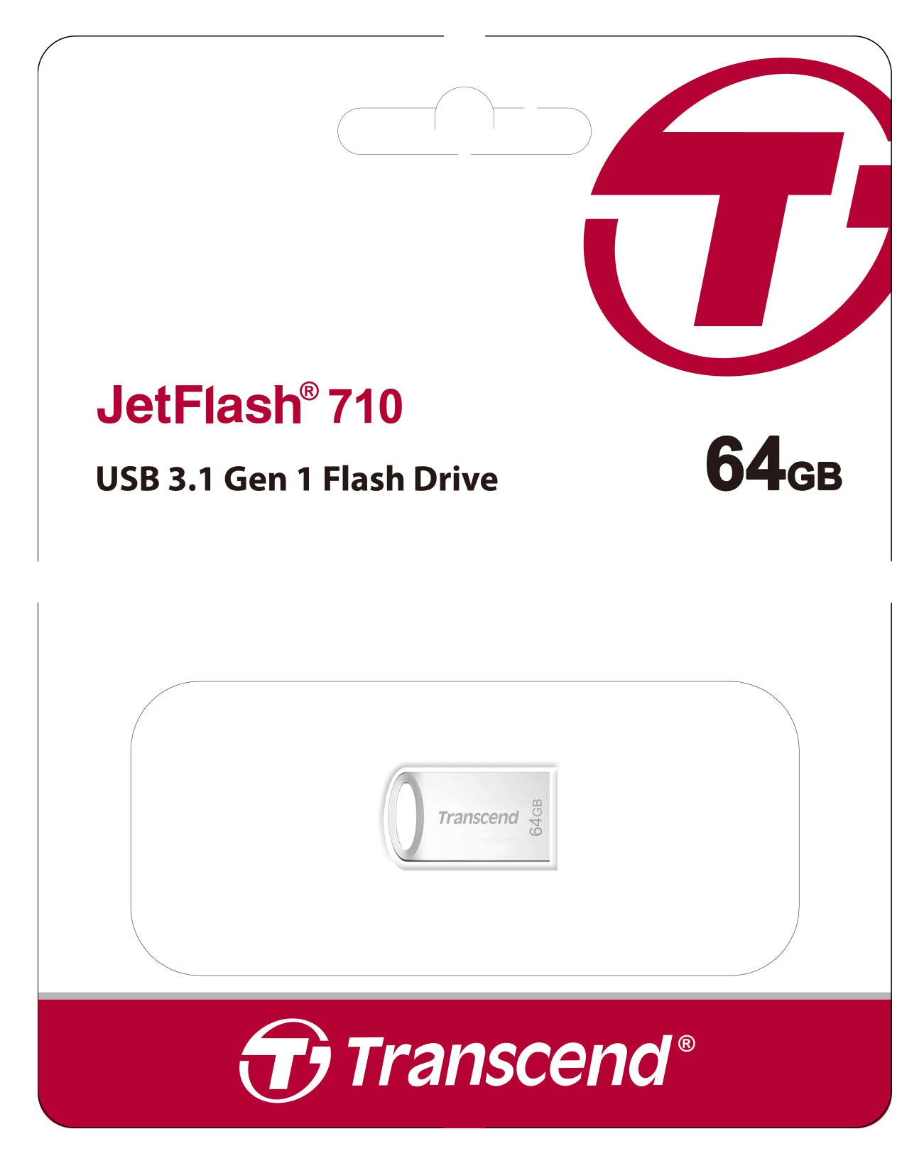 Transcend JetFlash 710S 64GB USB 3.1 Gen 1 Flash Drive Silver