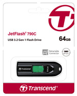 Transcend JetFlash 790C 64GB USB-C Flash Drive Black