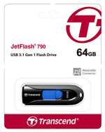 Transcend JetFlash 790 64GB USB 3.1 Gen 1 Flash Drive Black