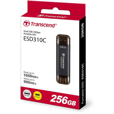 Transcend ESD310C 256GB Portable SSD USB-C and USB-A Black