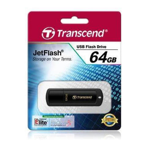 Transcend JetFlash 350 64GB USB 2.0 Flash Drive Black