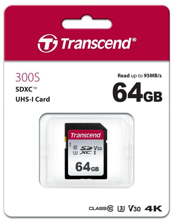 Transcend 300S 64GB SDXC UHS-I U3 V30 Memory Card